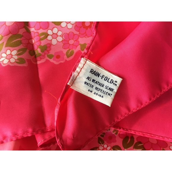 Vintage Floral Scarf Water Repellent Head-wrap Pink Rain Accessories Made Taiwan - Picture 4 of 4